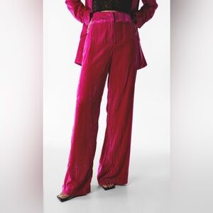 Nasty Gal - Velvet Wide Leg Trousers in Pink